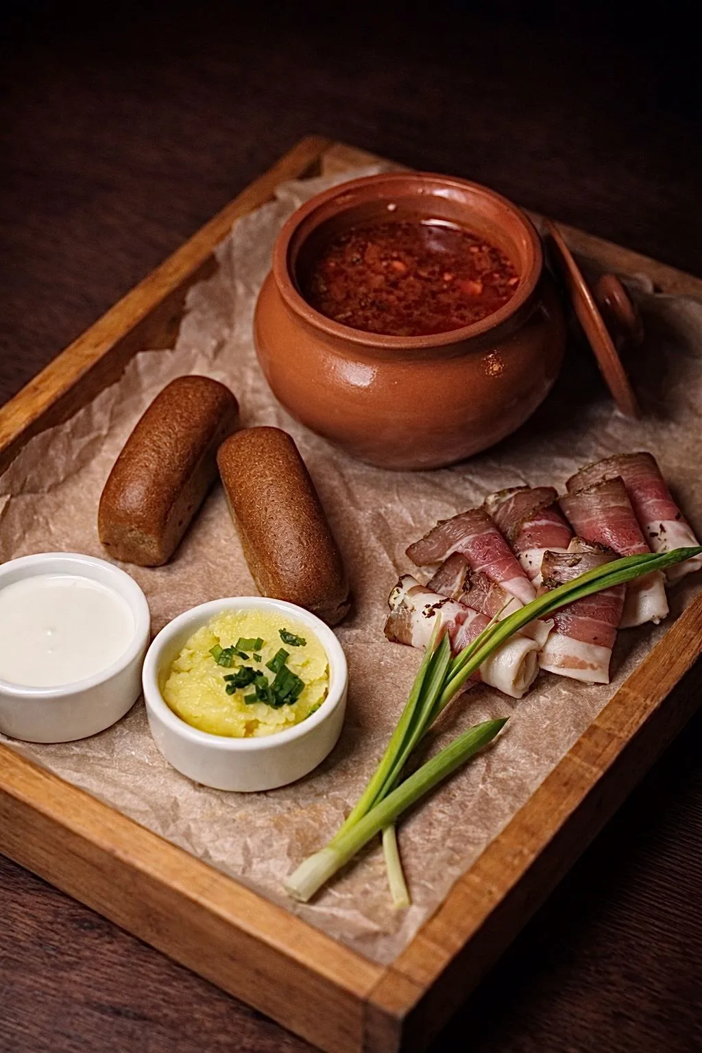 Белорусский борщ с мясом и стопкой 40°С